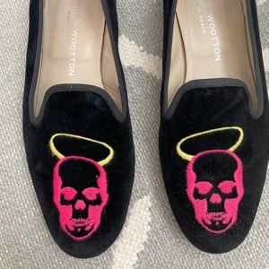 Stubbs & Wootton size 7 skull angel loafers slippers